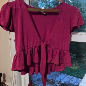 Forever 21 Tie-Front Ruffle Crop Top | Size Small